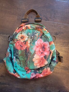 Floral Print Turquoise Mini Backpack